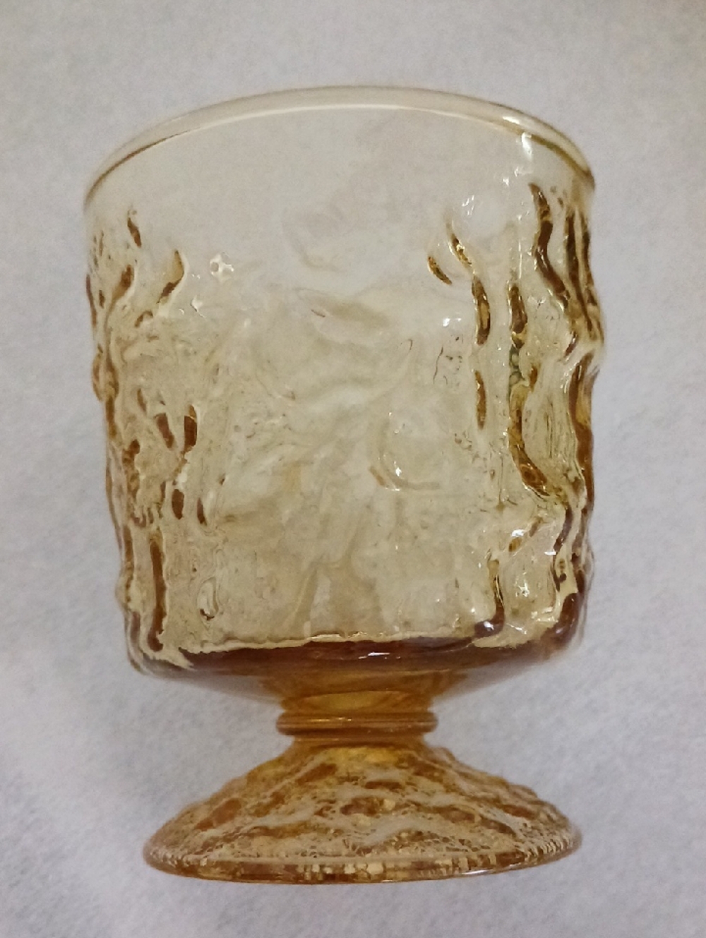 Vintage Anchor Hocking Milano Honey Gold "On The Rocks" Pedistal Glass